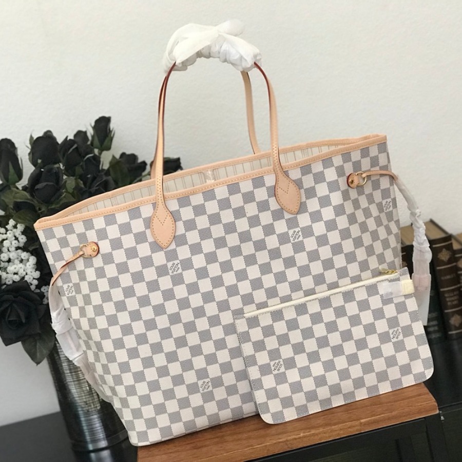 Louis Vuitton LV Handbags, NEVERFULL GM N41360, Damier Azur Canvas, 15.7 x 13.0 x 7.9 inches, Original Quality