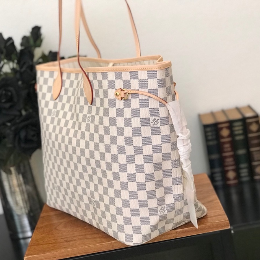 Louis Vuitton LV Handbags, NEVERFULL GM N41360, Damier Azur Canvas, 15.7 x 13.0 x 7.9 inches, Original Quality
