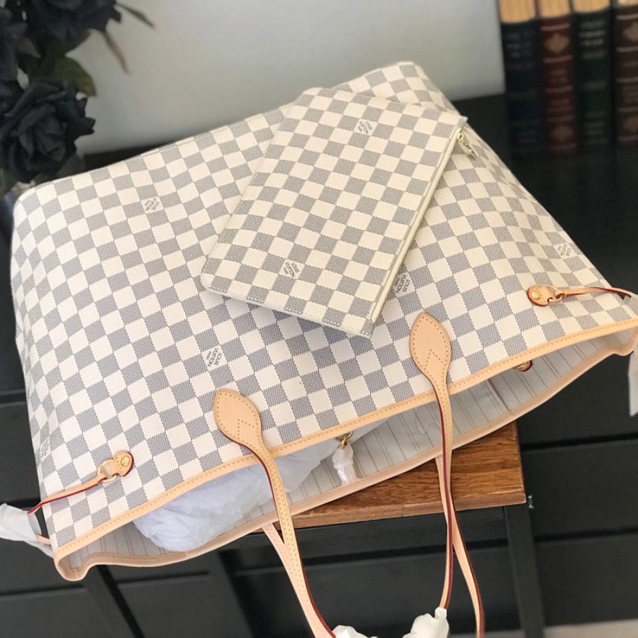 Louis Vuitton LV Handbags, NEVERFULL GM N41360, Damier Azur Canvas, 15.7 x 13.0 x 7.9 inches, Original Quality