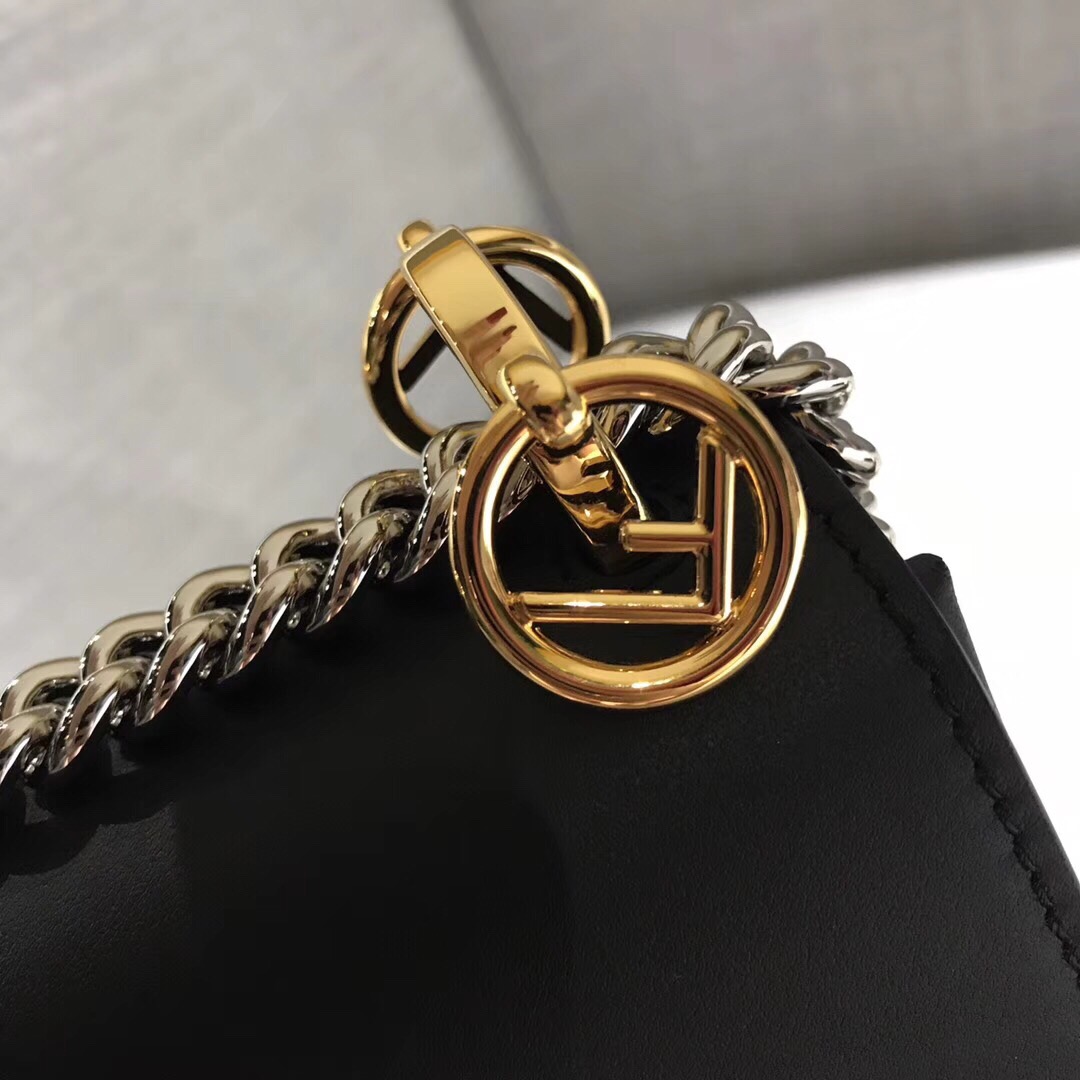 KAN I F SMALL, Black leather bag, Fendi Shoulder Bag
