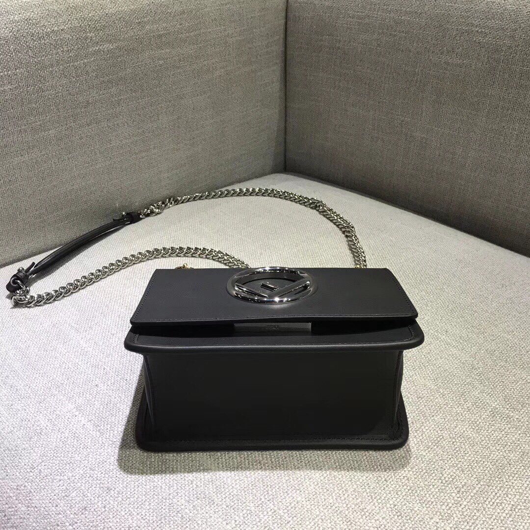 KAN I F SMALL, Black leather bag, Fendi Shoulder Bag
