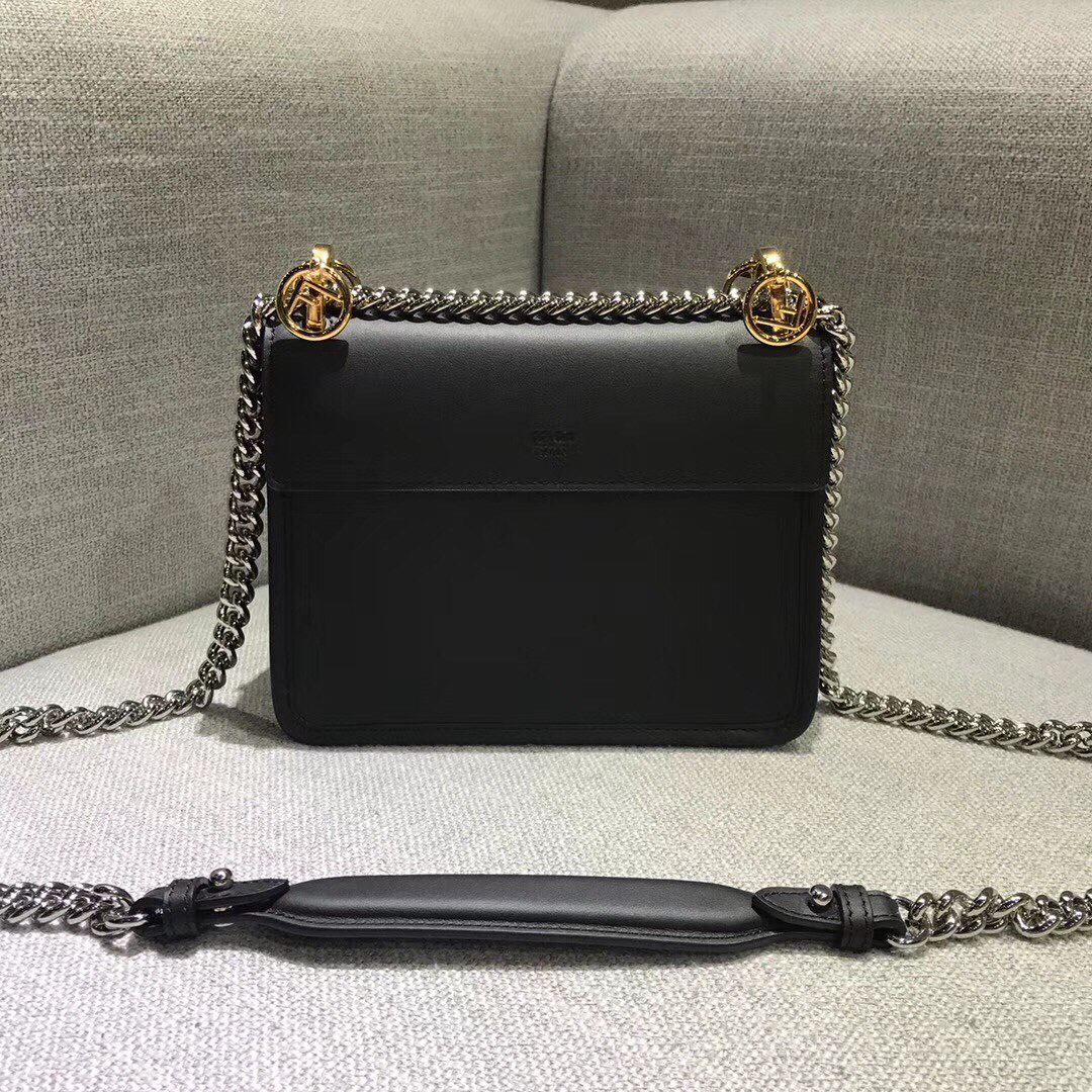 KAN I F SMALL, Black leather bag, Fendi Shoulder Bag