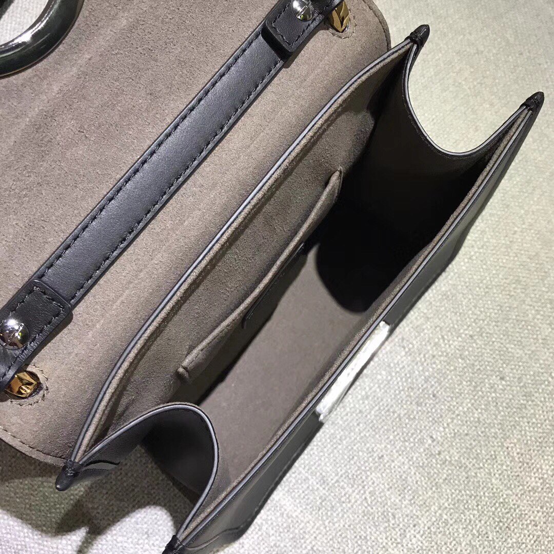 KAN I F SMALL, Black leather bag, Fendi Shoulder Bag