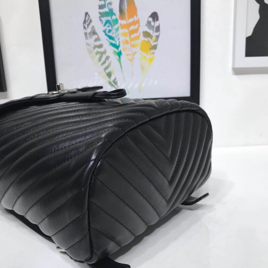Chanel Backpack, Lambskin, Silver-Tone Metal