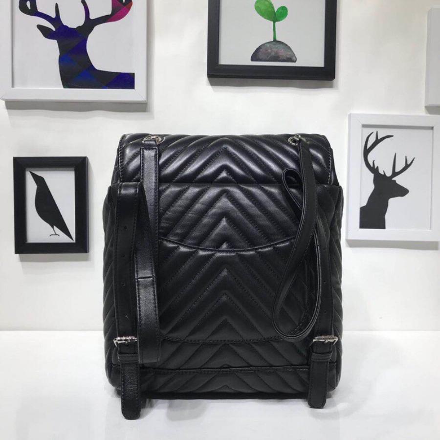 Chanel Backpack, Lambskin, Silver-Tone Metal