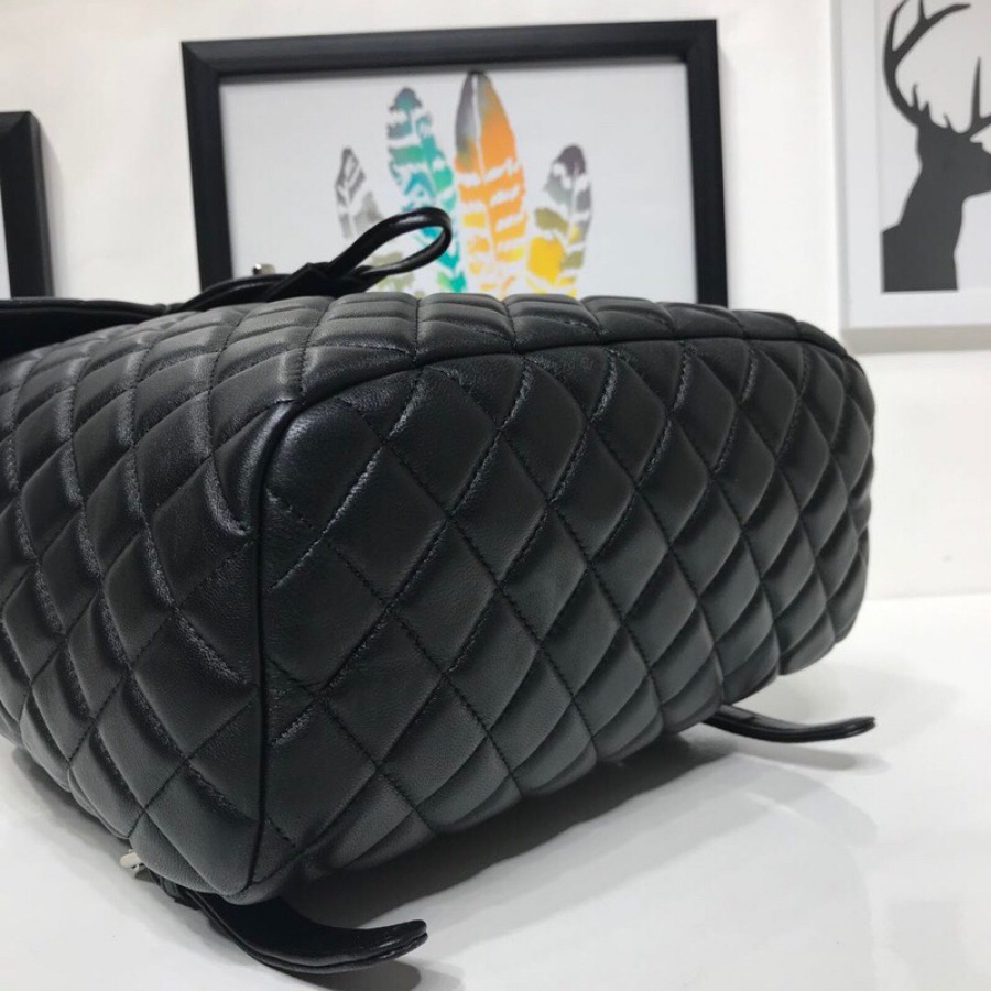 Chanel Backpack, Lambskin, Silver-Tone Metal