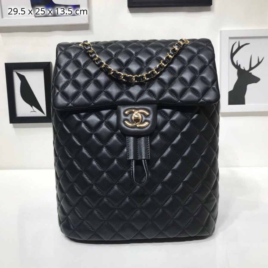 Chanel Backpack, Lambskin, Gold-Tone Metal