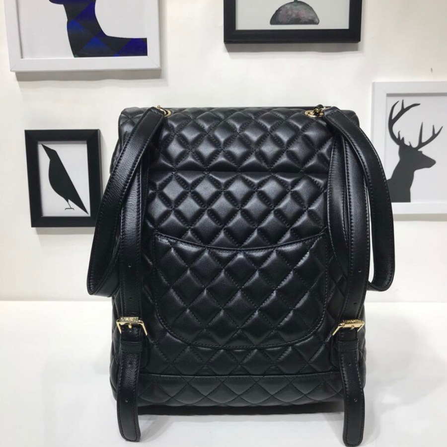 Chanel Backpack, Lambskin, Gold-Tone Metal