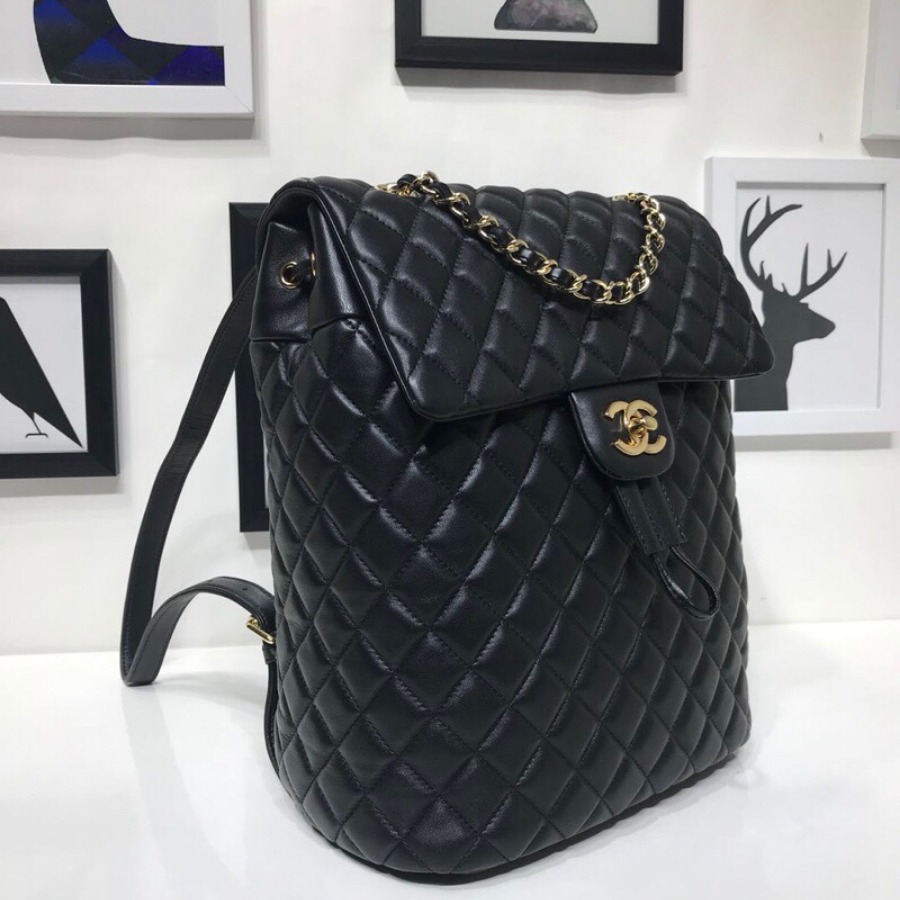 Chanel Backpack, Lambskin, Gold-Tone Metal