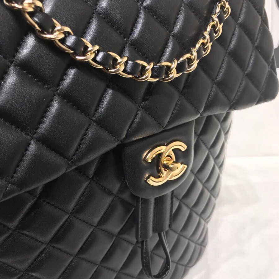 Chanel Backpack, Lambskin, Gold-Tone Metal