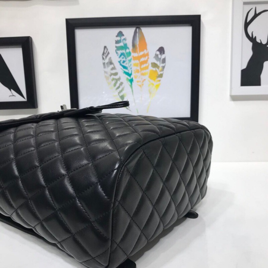 Chanel Backpack, Lambskin, Silver-Tone Metal
