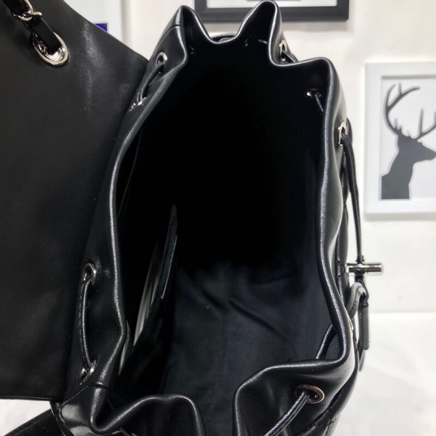 Chanel Backpack, Lambskin, Silver-Tone Metal