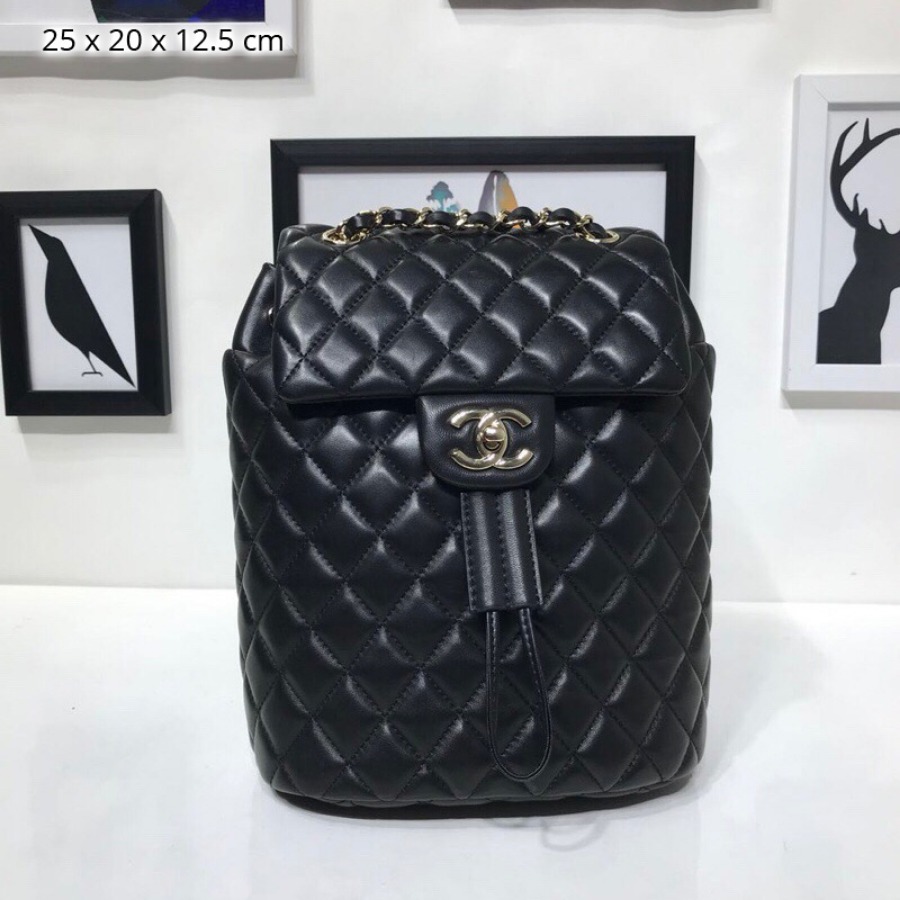 Chanel Backpack, Lambskin, Gold-Tone Metal