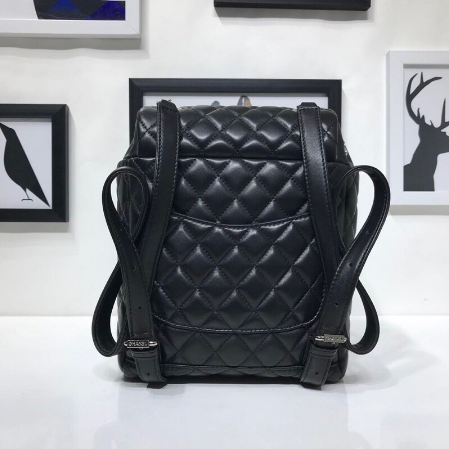 Chanel Backpack, Lambskin, Silver-Tone Metal