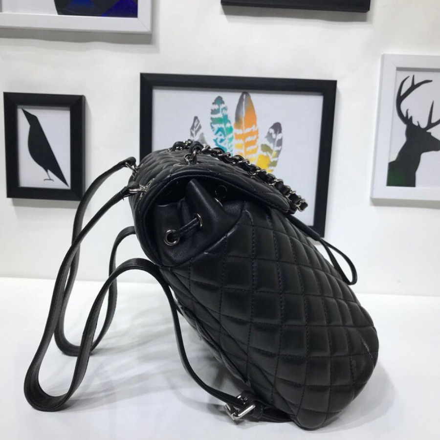 Chanel Backpack, Lambskin, Silver-Tone Metal