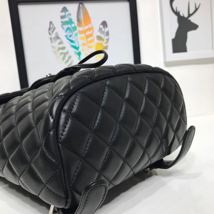 Chanel Backpack, Lambskin, Silver-Tone Metal