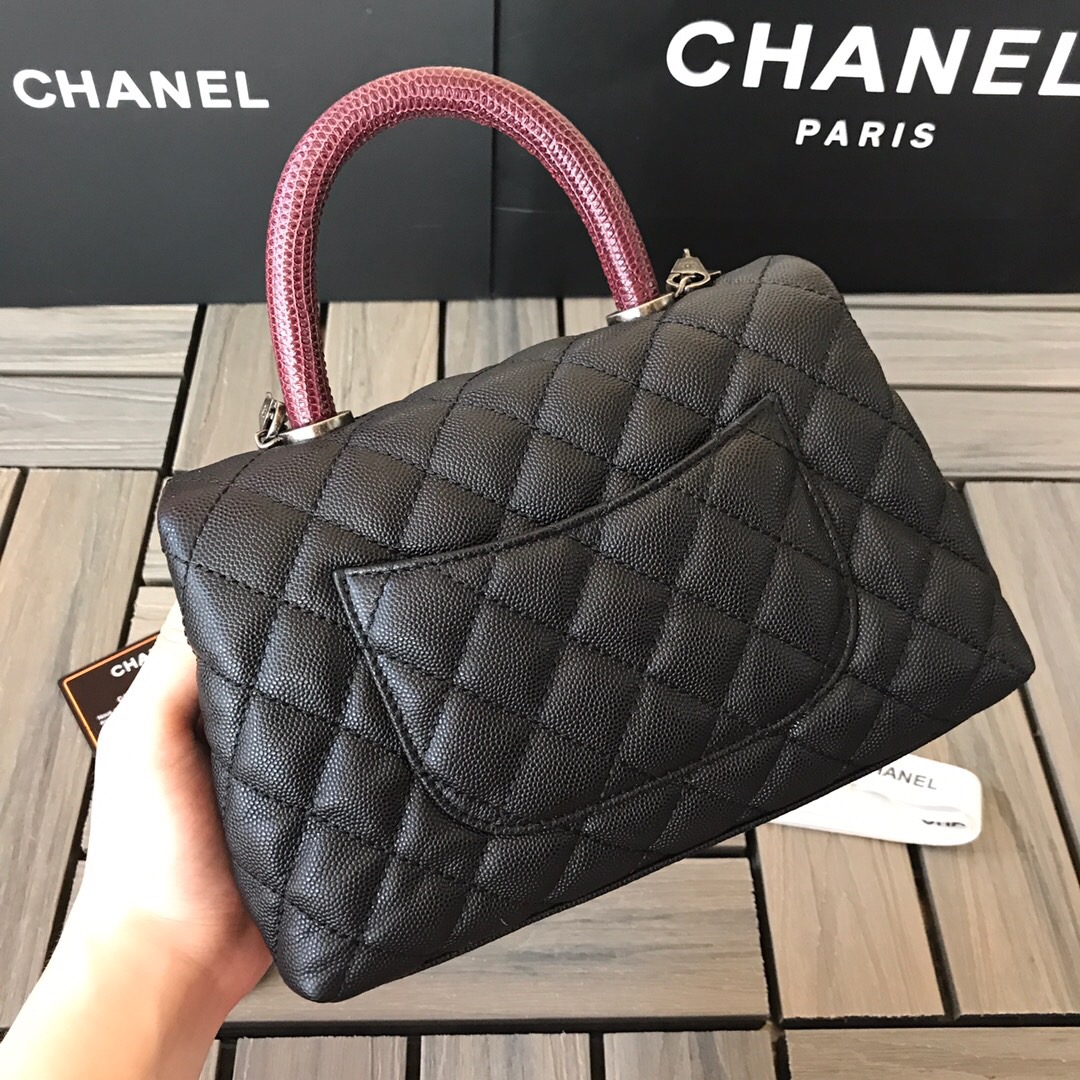 A92990, Small Flap Bag with Top Handle, CHANEL Handbags, Caviar, Grained Calfskin
