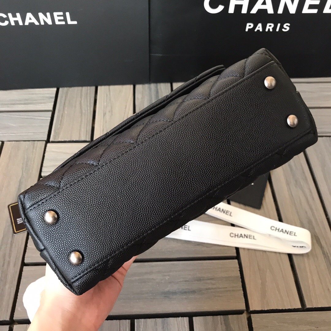 A92990, Small Flap Bag with Top Handle, CHANEL Handbags, Caviar, Grained Calfskin