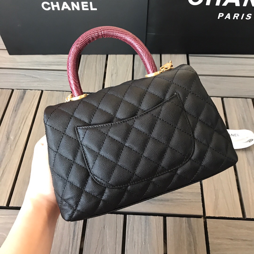 A92990, Small Flap Bag with Top Handle, CHANEL Handbags, Caviar, Grained Calfskin