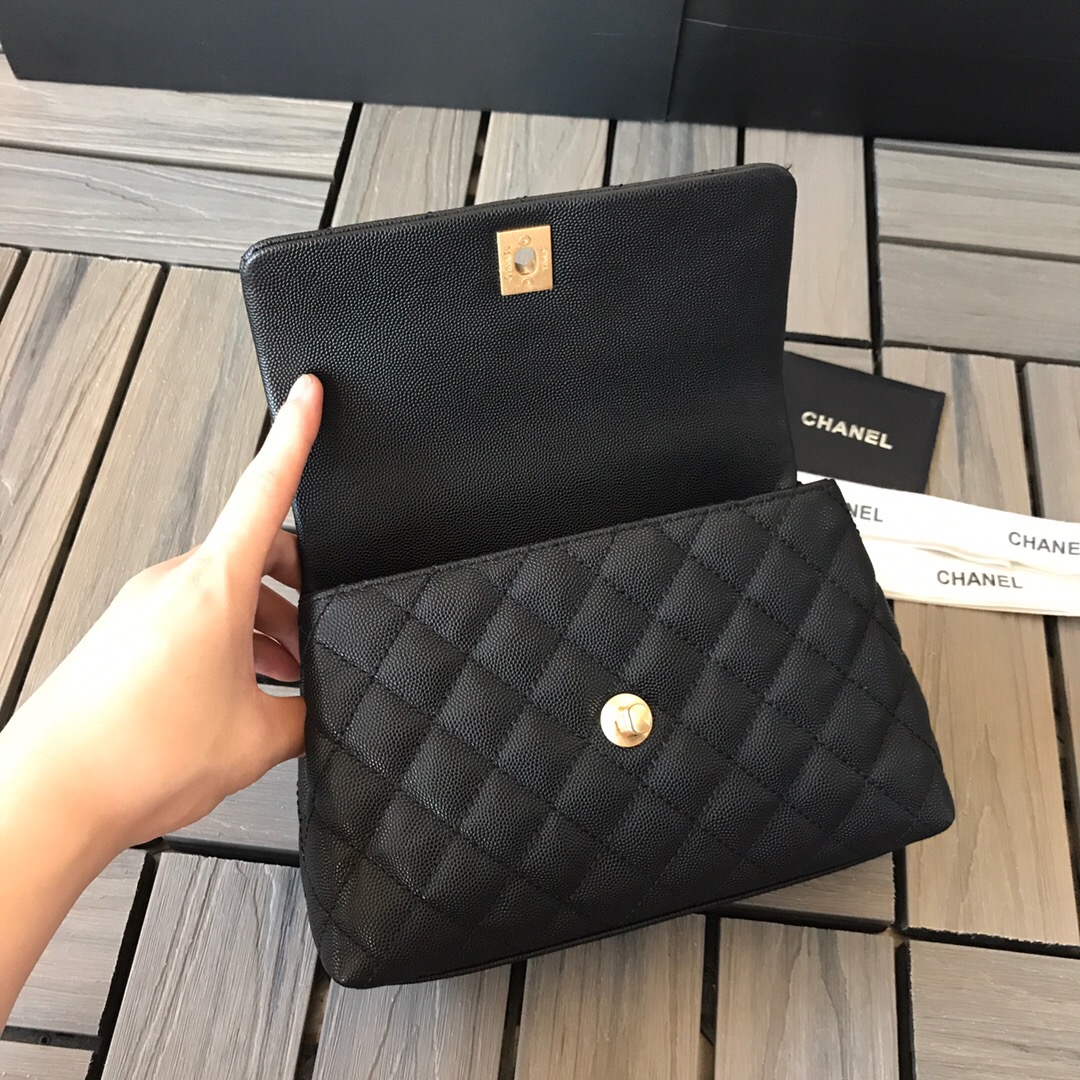 A92990, Small Flap Bag with Top Handle, CHANEL Handbags, Caviar, Grained Calfskin