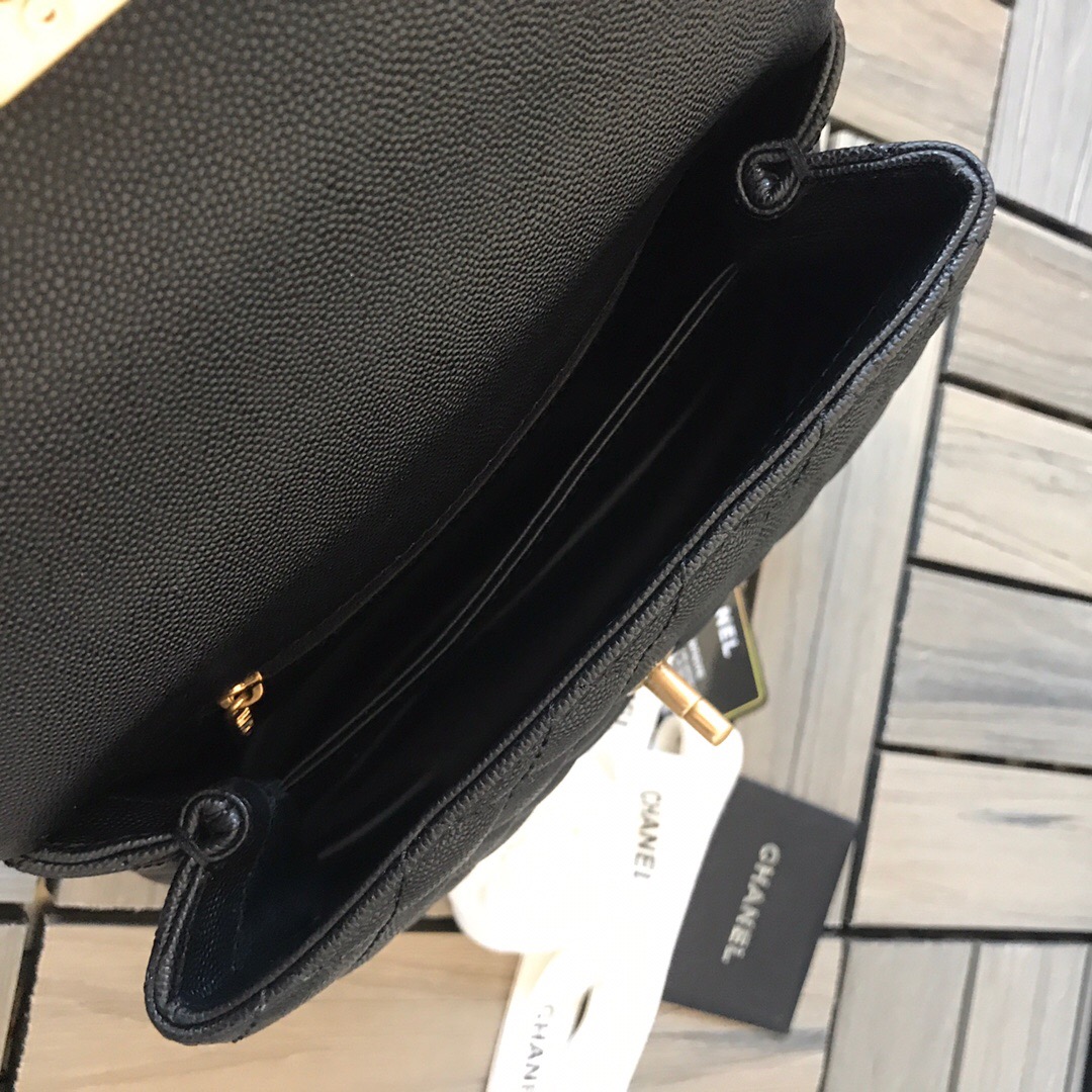 A92990, Small Flap Bag with Top Handle, CHANEL Handbags, Caviar, Grained Calfskin