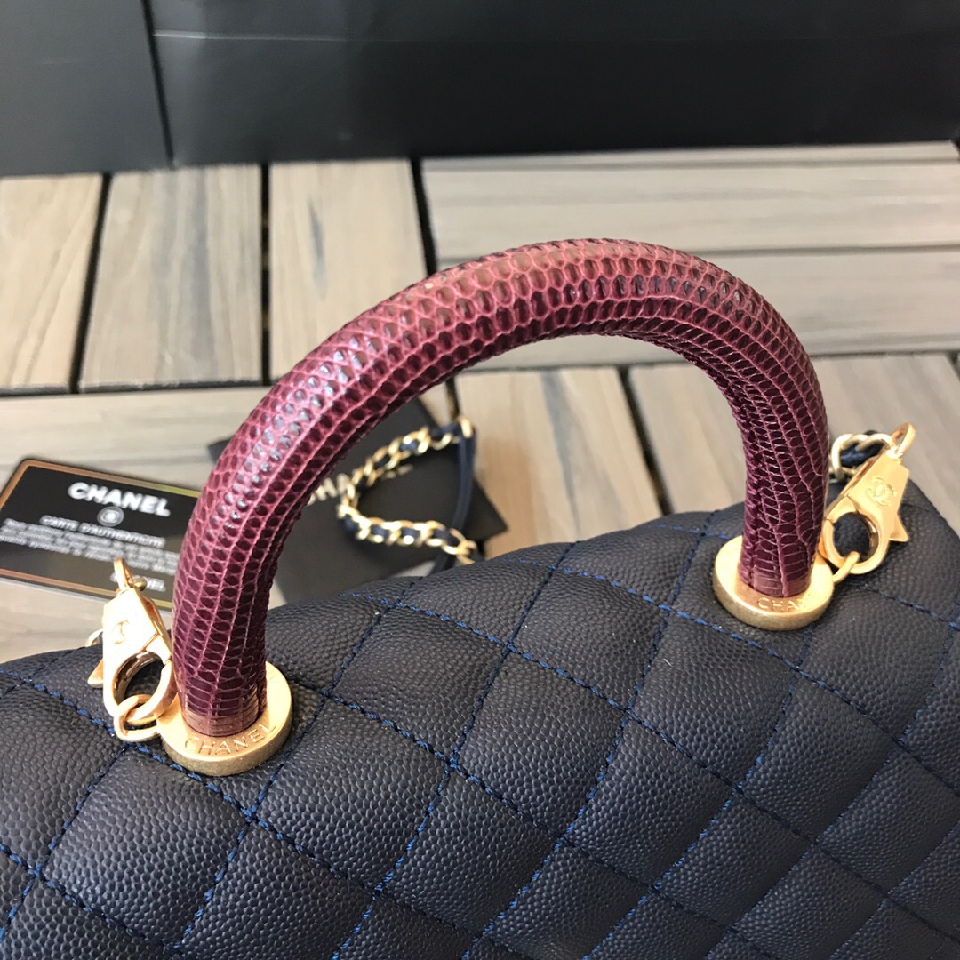 A92990, Small Flap Bag with Top Handle, CHANEL Handbags, Caviar, Grained Calfskin