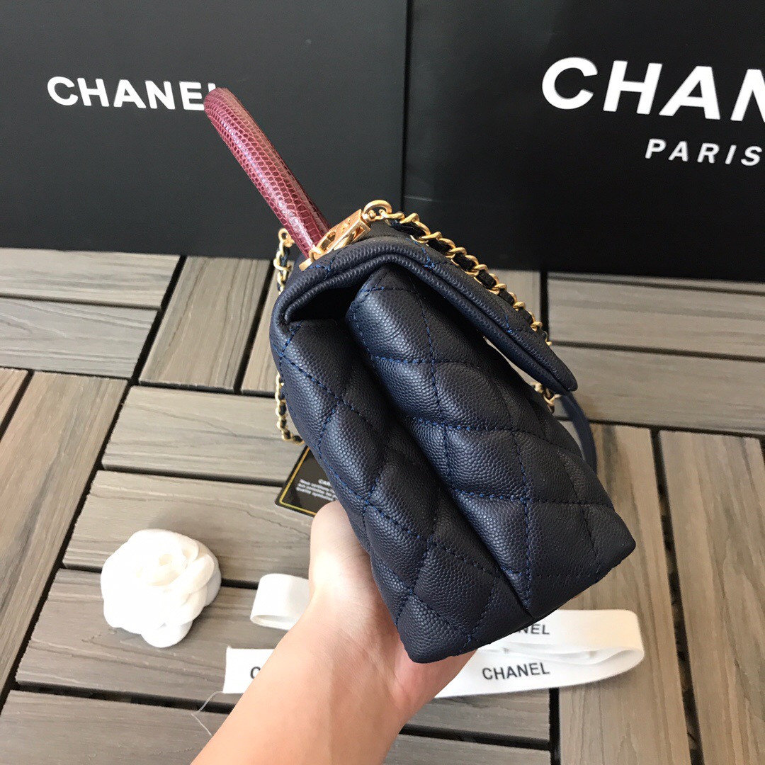 A92990, Small Flap Bag with Top Handle, CHANEL Handbags, Caviar, Grained Calfskin
