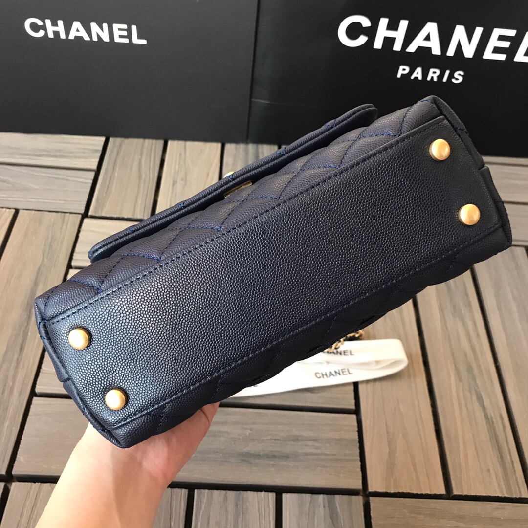 A92990, Small Flap Bag with Top Handle, CHANEL Handbags, Caviar, Grained Calfskin