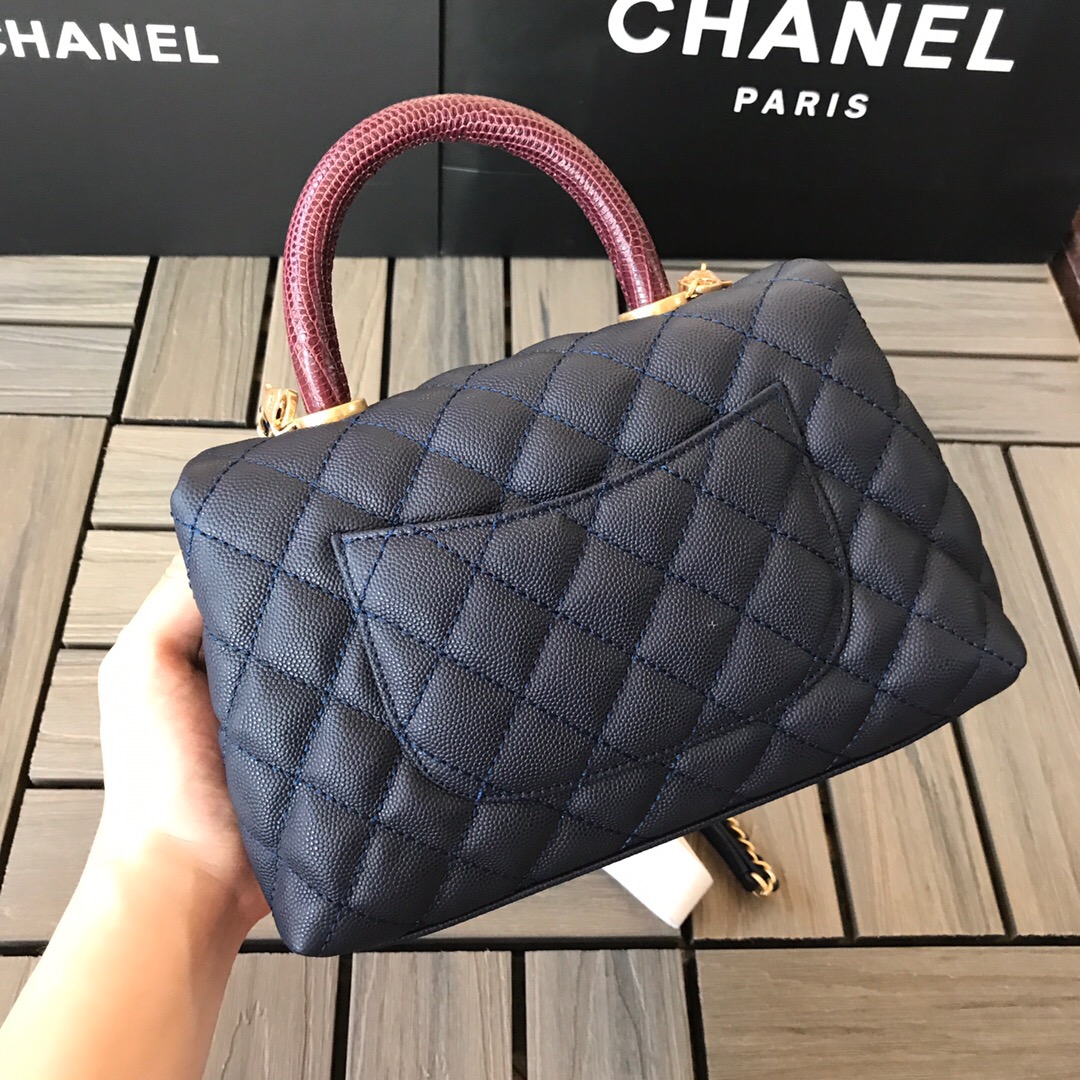 A92990, Small Flap Bag with Top Handle, CHANEL Handbags, Caviar, Grained Calfskin