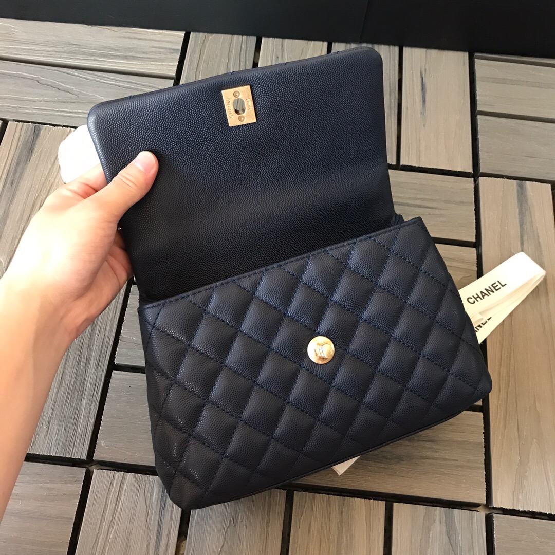 A92990, Small Flap Bag with Top Handle, CHANEL Handbags, Caviar, Grained Calfskin
