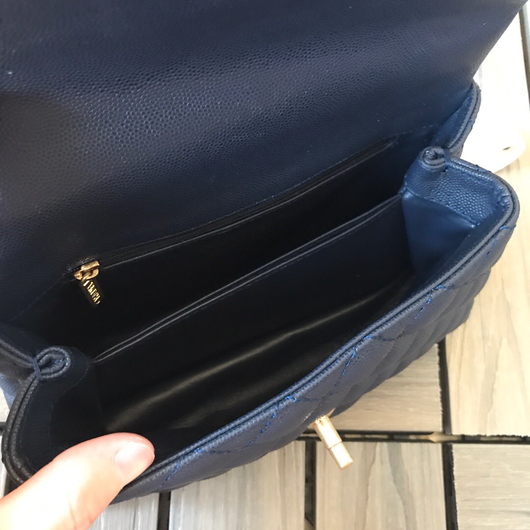 A92990, Small Flap Bag with Top Handle, CHANEL Handbags, Caviar, Grained Calfskin
