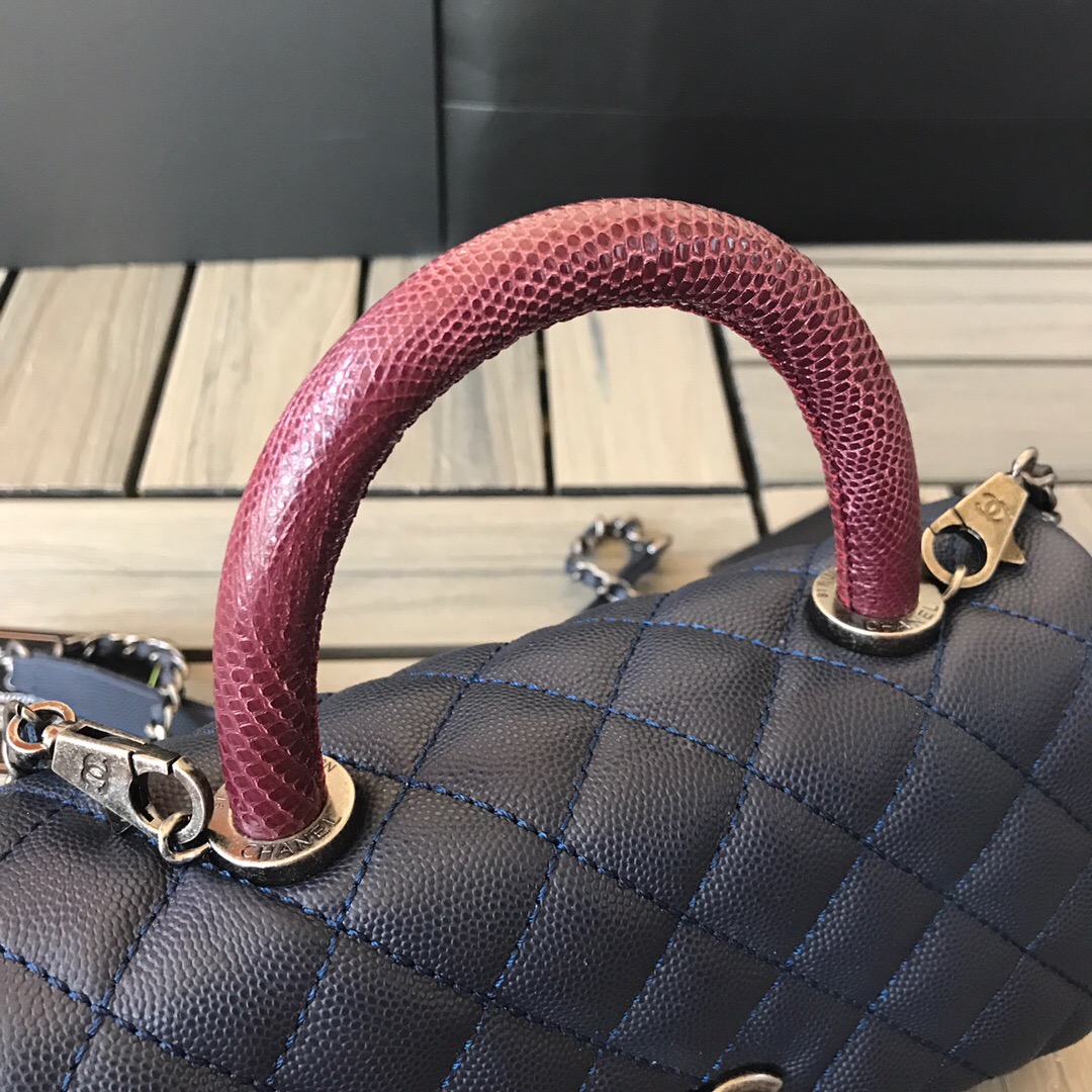 A92990, Small Flap Bag with Top Handle, CHANEL Handbags, Caviar, Grained Calfskin