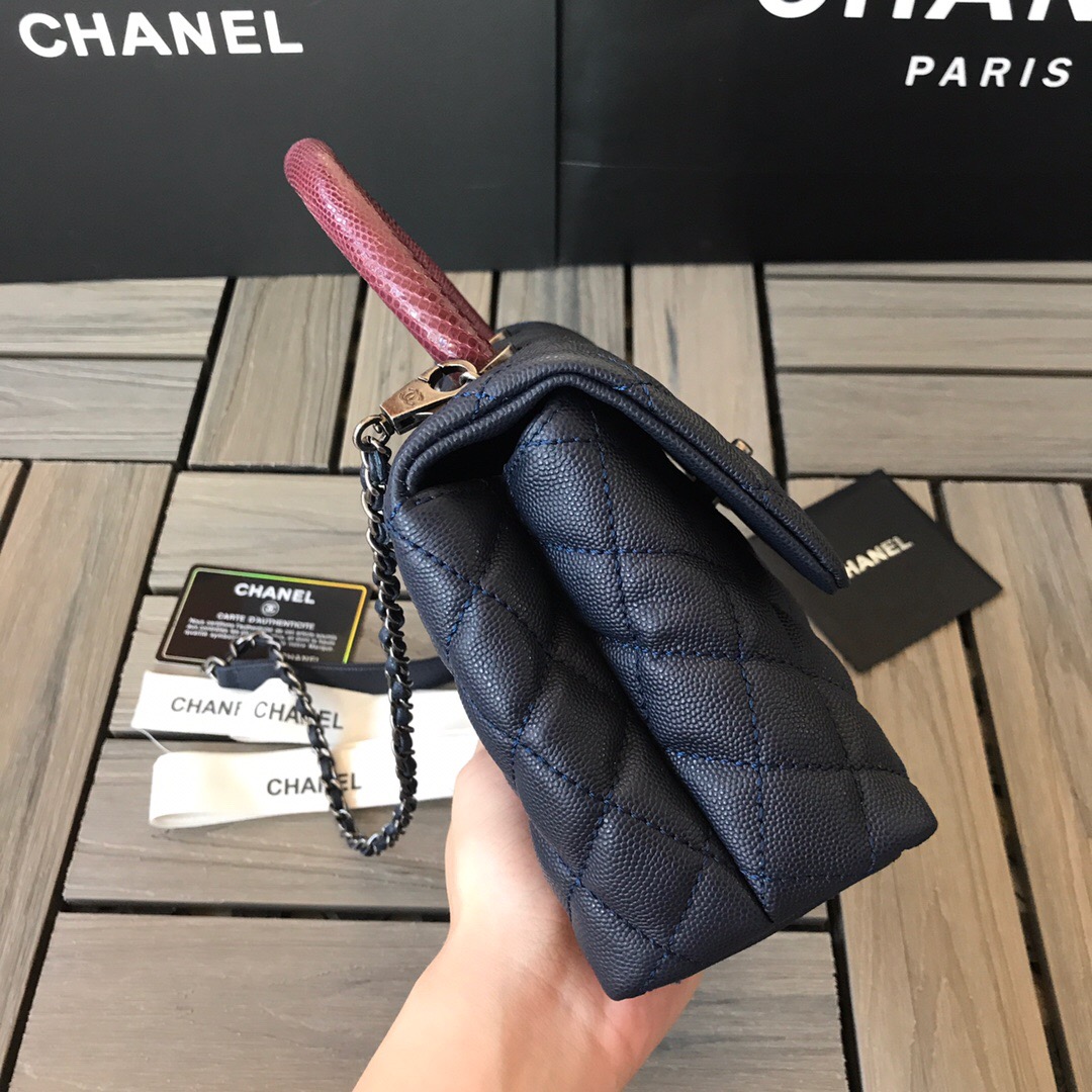 A92990, Small Flap Bag with Top Handle, CHANEL Handbags, Caviar, Grained Calfskin
