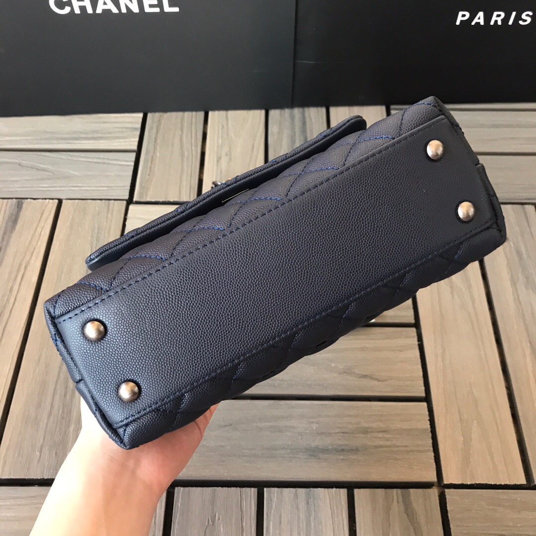 A92990, Small Flap Bag with Top Handle, CHANEL Handbags, Caviar, Grained Calfskin