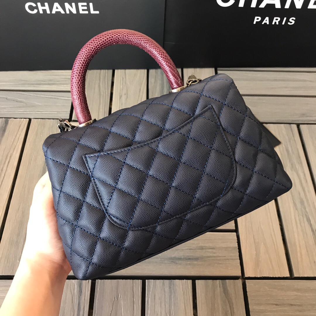 A92990, Small Flap Bag with Top Handle, CHANEL Handbags, Caviar, Grained Calfskin