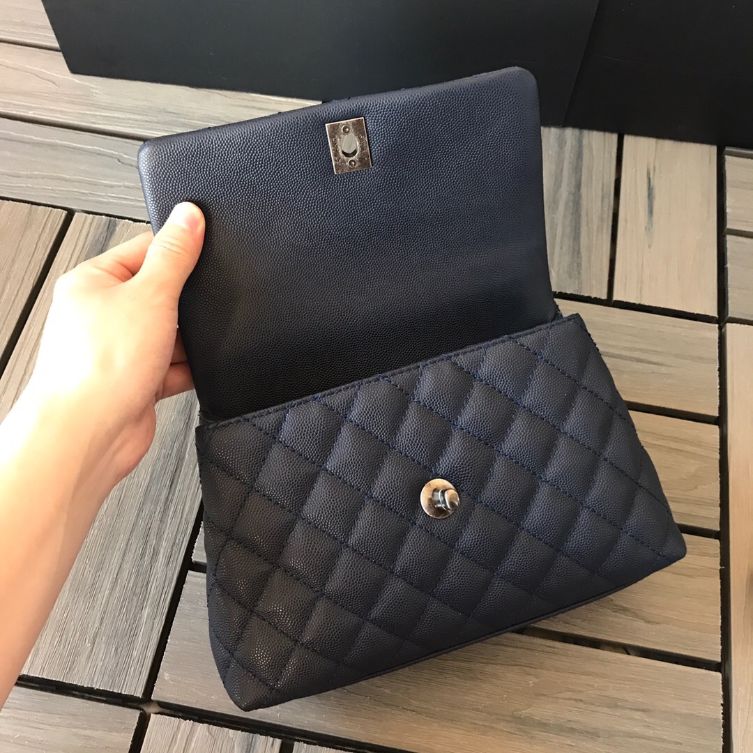 A92990, Small Flap Bag with Top Handle, CHANEL Handbags, Caviar, Grained Calfskin