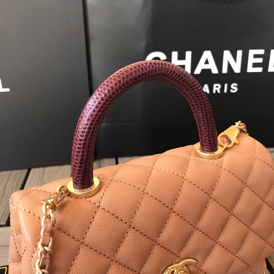 A92990, Small Flap Bag with Top Handle, CHANEL Handbags, Caviar, Grained Calfskin