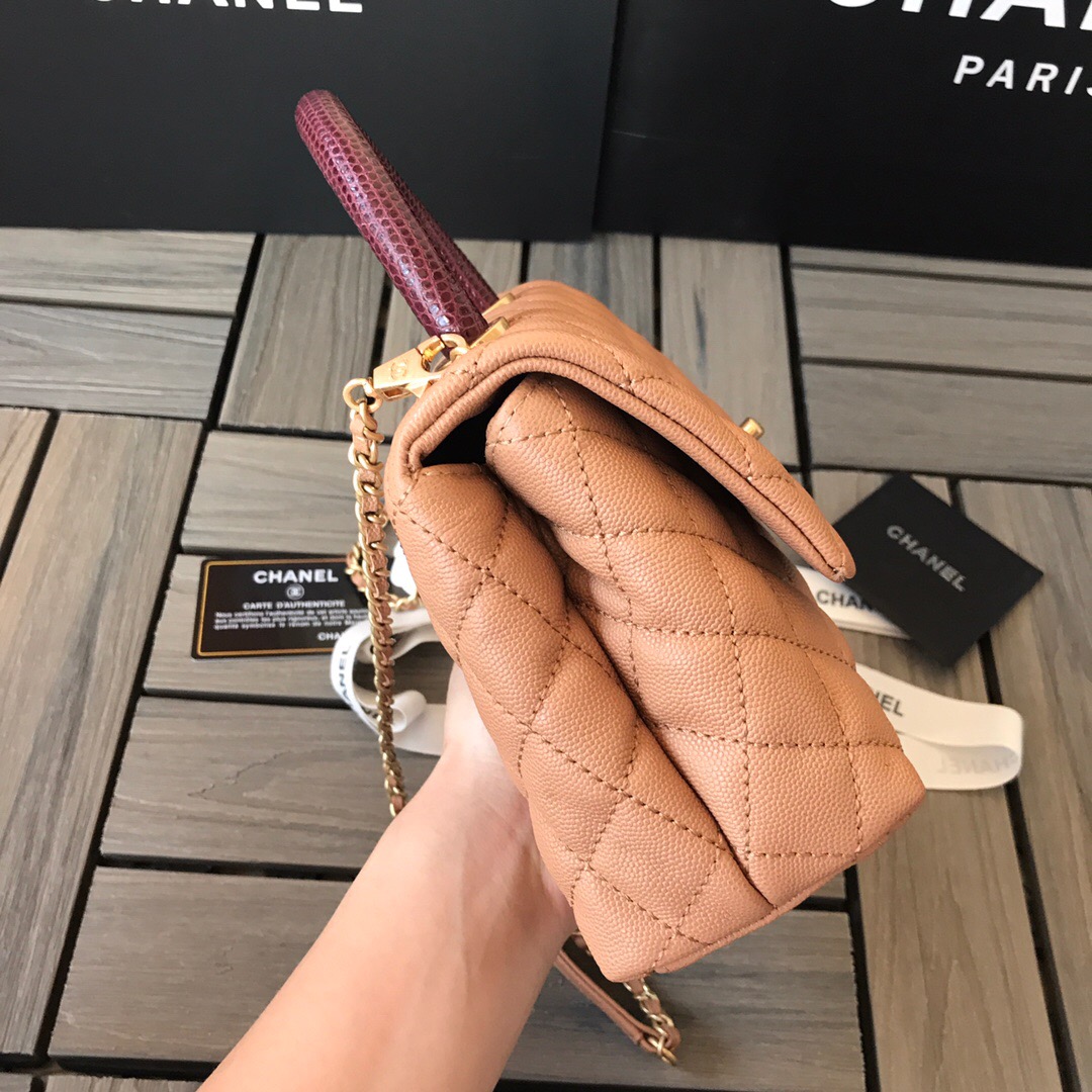 A92990, Small Flap Bag with Top Handle, CHANEL Handbags, Caviar, Grained Calfskin