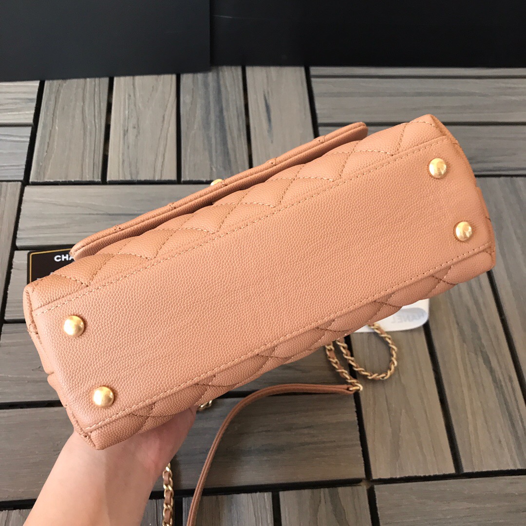A92990, Small Flap Bag with Top Handle, CHANEL Handbags, Caviar, Grained Calfskin