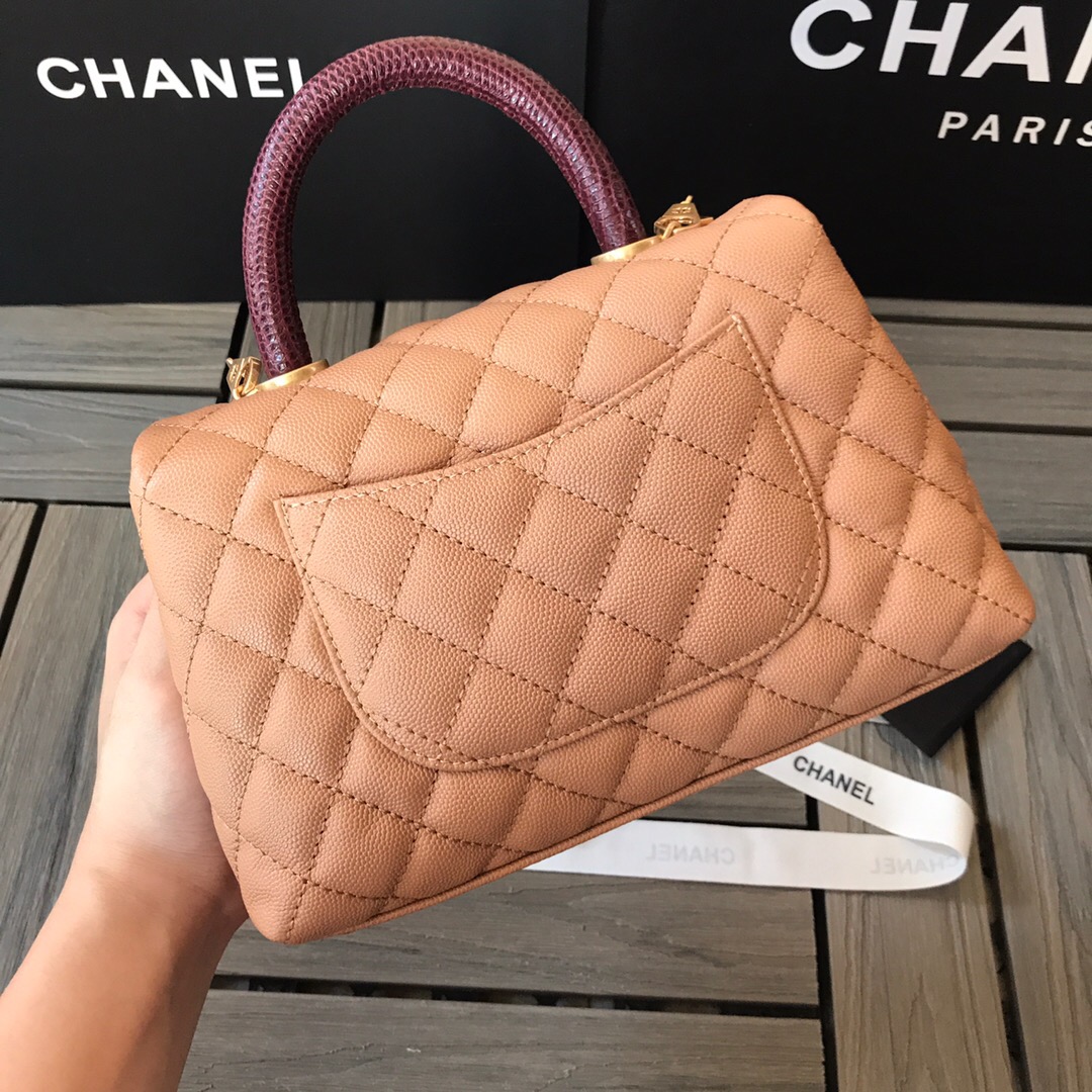 A92990, Small Flap Bag with Top Handle, CHANEL Handbags, Caviar, Grained Calfskin