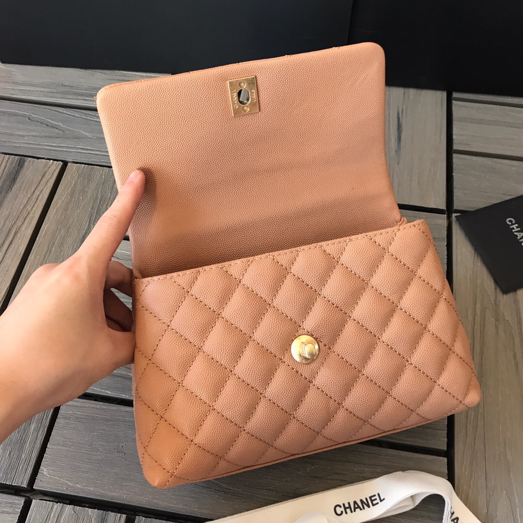 A92990, Small Flap Bag with Top Handle, CHANEL Handbags, Caviar, Grained Calfskin