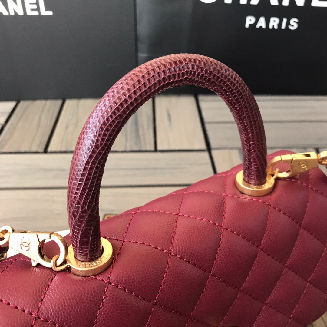 A92990, Small Flap Bag with Top Handle, CHANEL Handbags, Caviar, Grained Calfskin