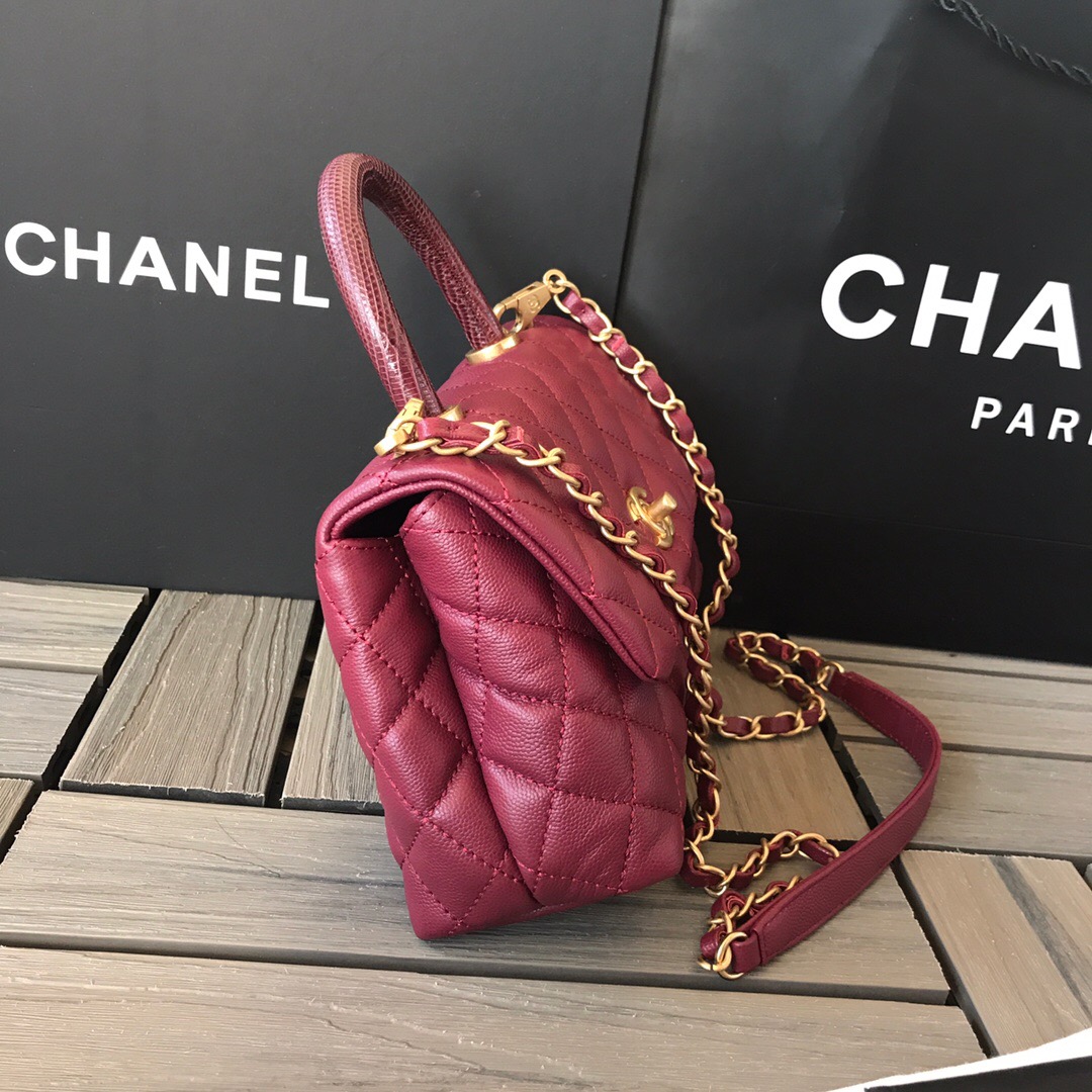 A92990, Small Flap Bag with Top Handle, CHANEL Handbags, Caviar, Grained Calfskin
