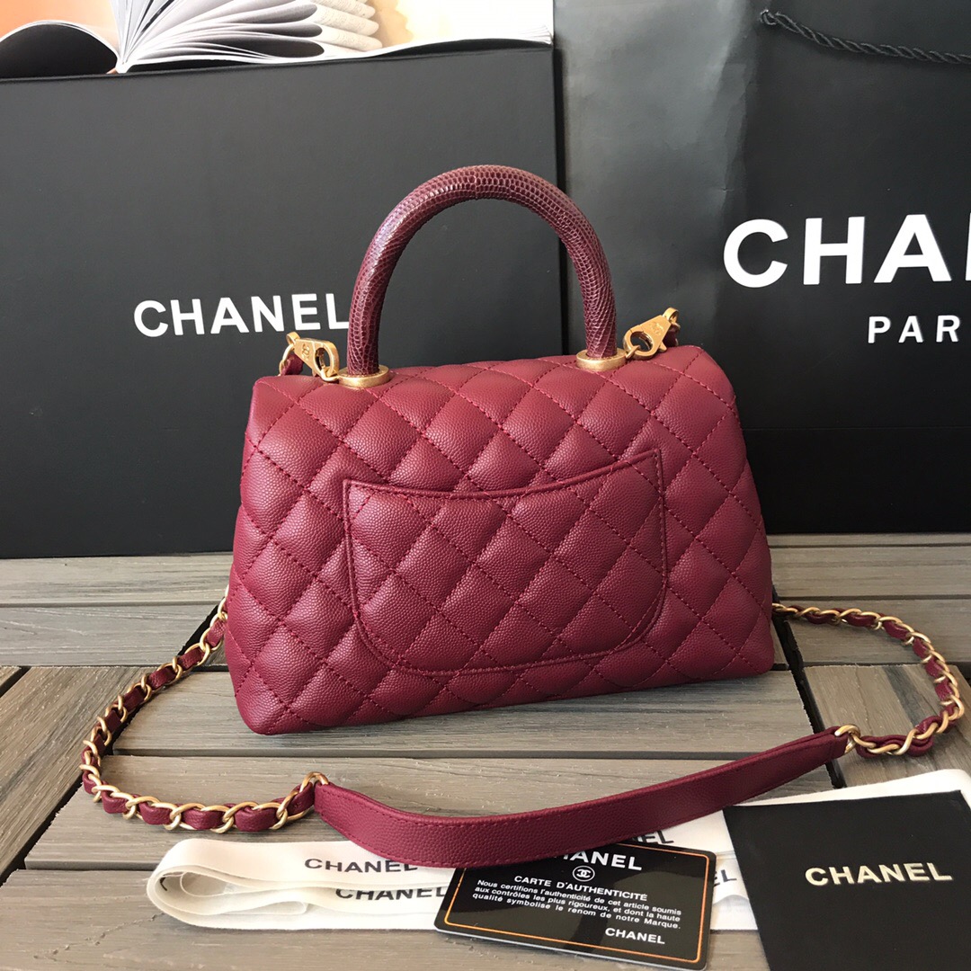 A92990, Small Flap Bag with Top Handle, CHANEL Handbags, Caviar, Grained Calfskin