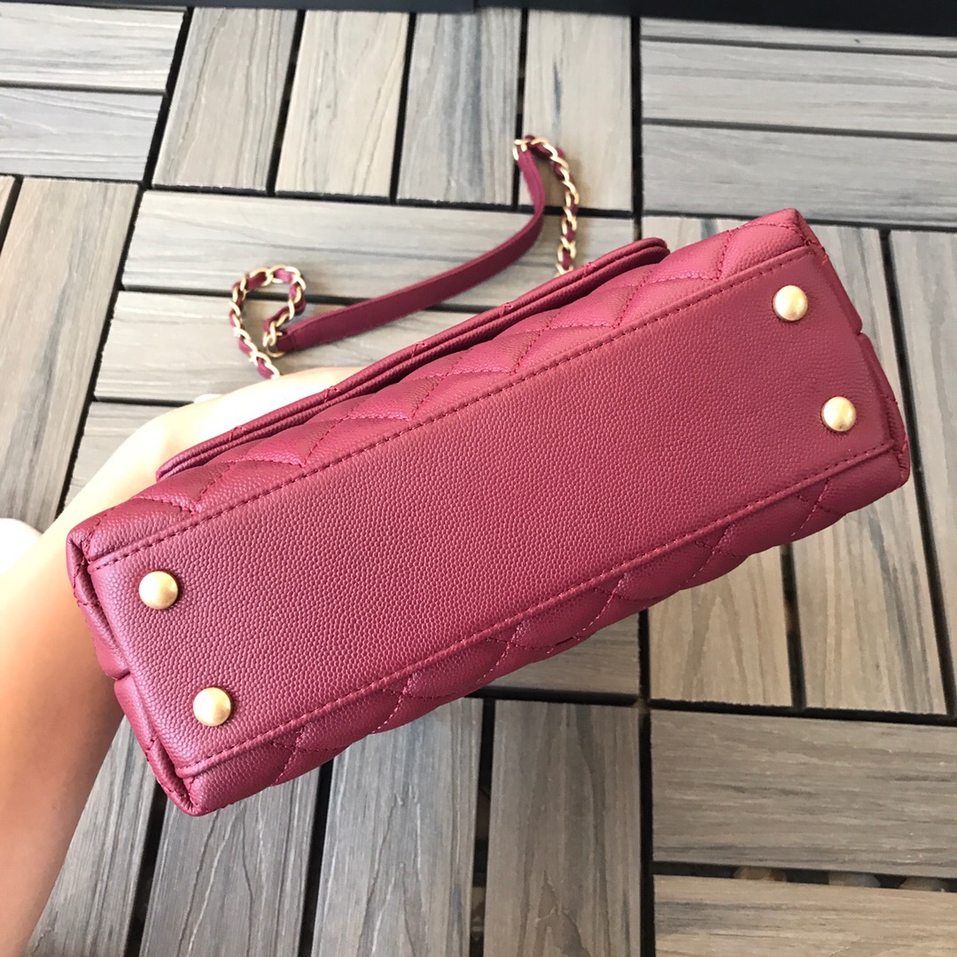 A92990, Small Flap Bag with Top Handle, CHANEL Handbags, Caviar, Grained Calfskin