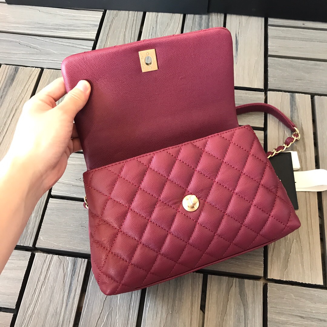 A92990, Small Flap Bag with Top Handle, CHANEL Handbags, Caviar, Grained Calfskin