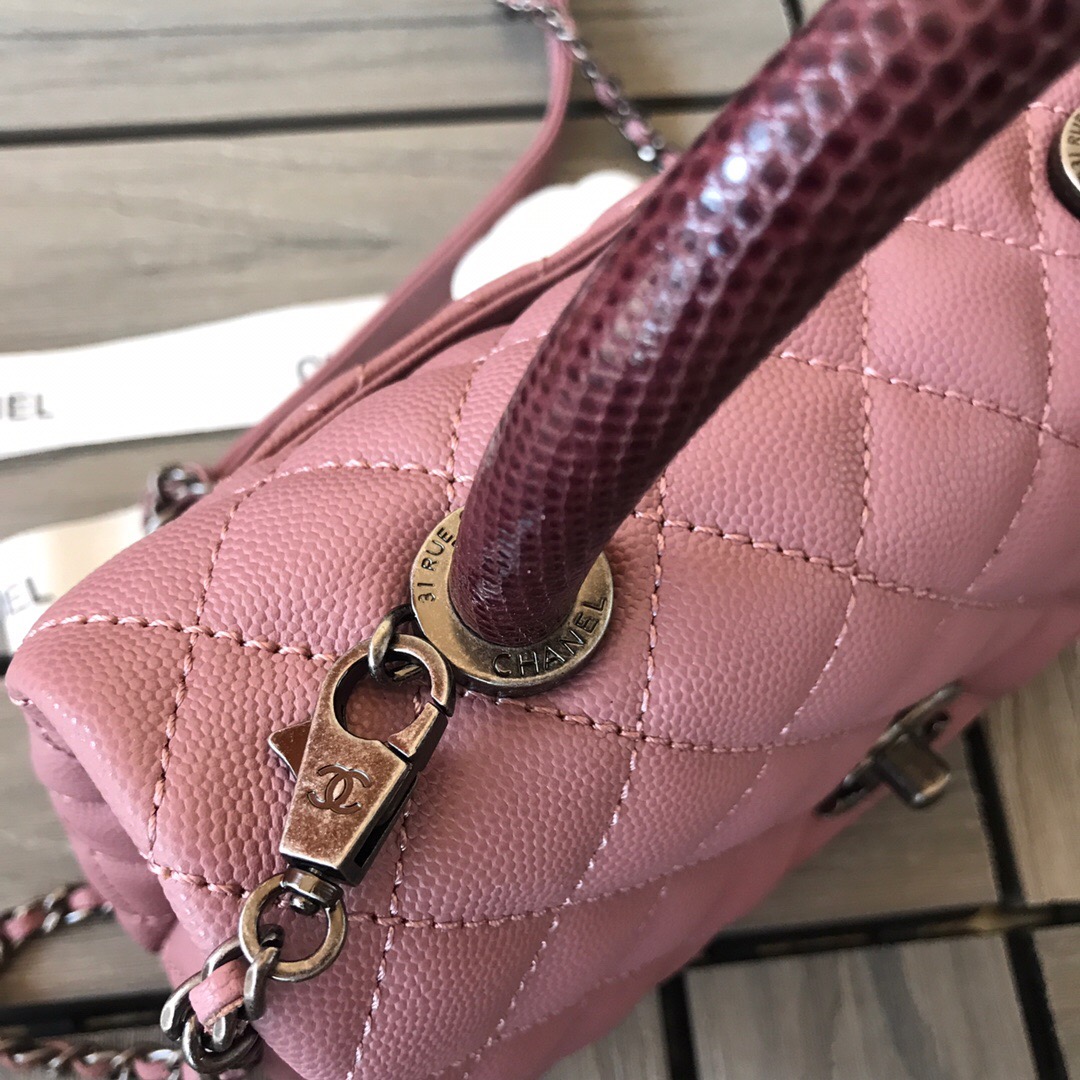 A92990, Small Flap Bag with Top Handle, CHANEL Handbags, Caviar, Grained Calfskin
