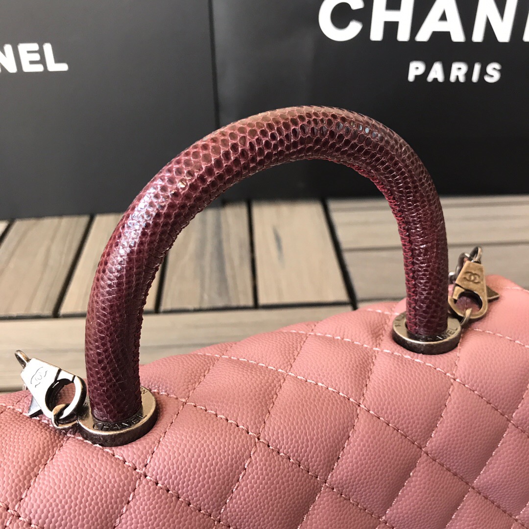 A92990, Small Flap Bag with Top Handle, CHANEL Handbags, Caviar, Grained Calfskin