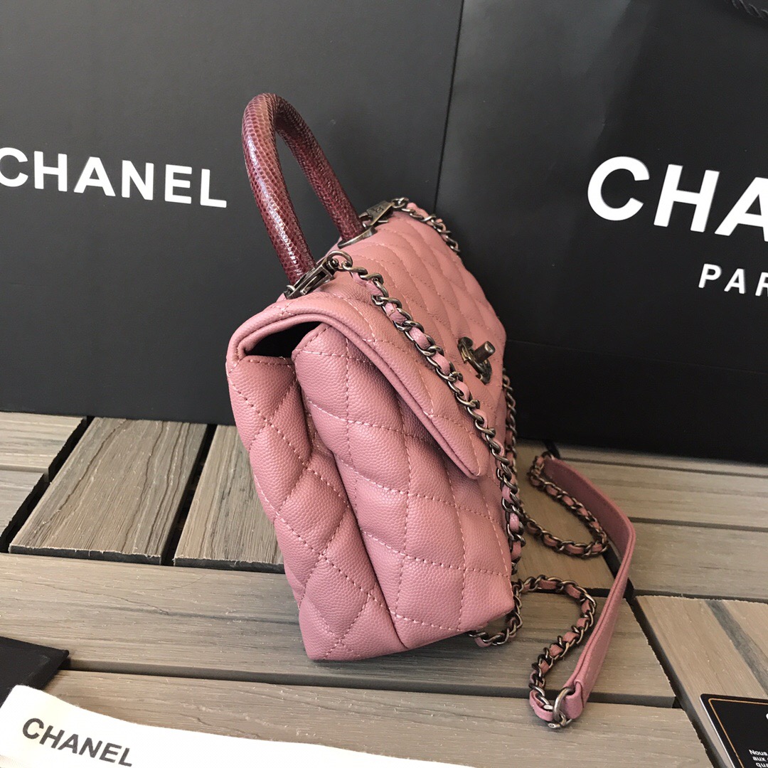 A92990, Small Flap Bag with Top Handle, CHANEL Handbags, Caviar, Grained Calfskin