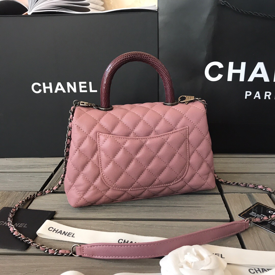 A92990, Small Flap Bag with Top Handle, CHANEL Handbags, Caviar, Grained Calfskin